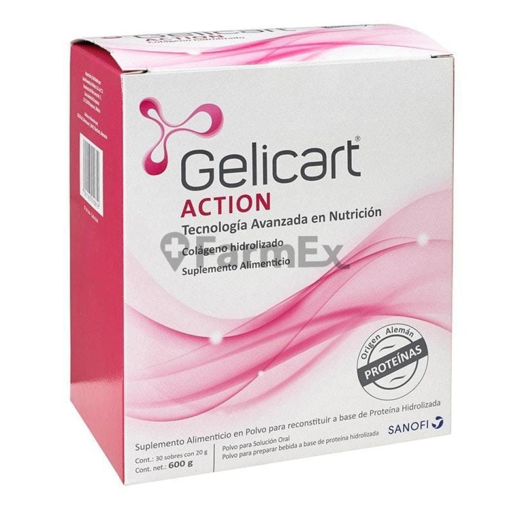 Gelicart Action Colágeno Hidrolizado 20 g x 30 sobres Farmex-VidaTres-Persistente